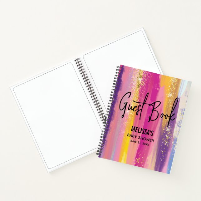 Regenbogenstreifen mit Imitate Gold Glitzer Gästeb Notizbuch (Innenseite)