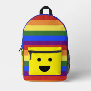 Regenbogenstreifen mit Smiley-Rucksack Bedruckter Rucksack