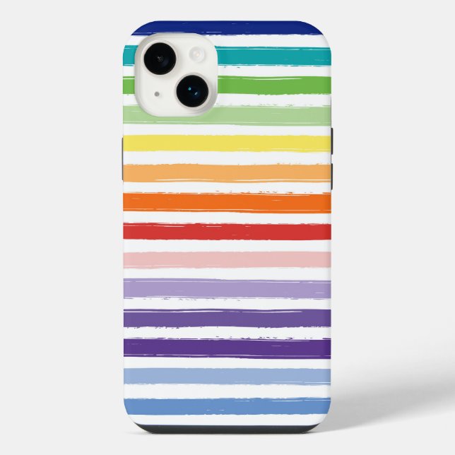 Regenbogenstreifen-Muster iPhone 14 Plus Hülle (Rückseite)