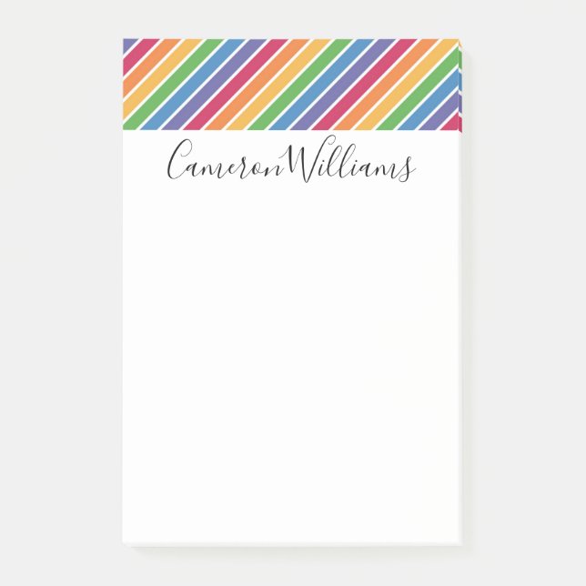 Regenbogenstreifen Muster Post-it Klebezettel (Vorderseite)