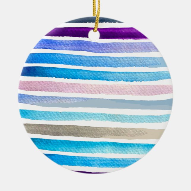 Regenbogenstreifen niedliche Aquarellfarben Kerami Keramik Ornament (Vorne)