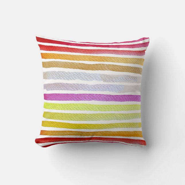 Regenbogenstreifen niedliche Wasserfarbe Kissen (Vorderseite)