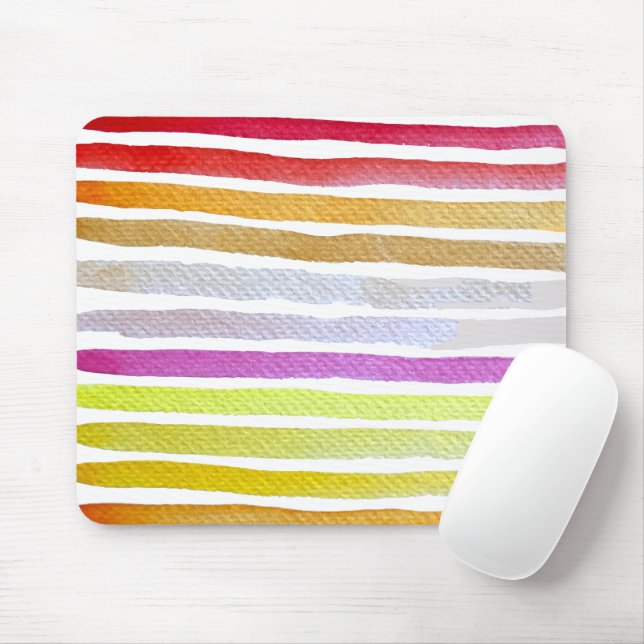 Regenbogenstreifen niedliche Wasserfarbe Mousepad (Mit Mouse)