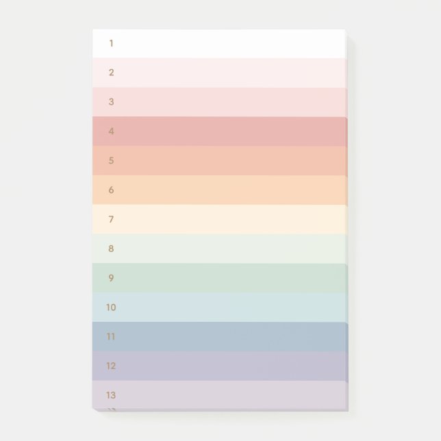 Regenbogenstreifen nummeriert post-it klebezettel (Vorderseite)