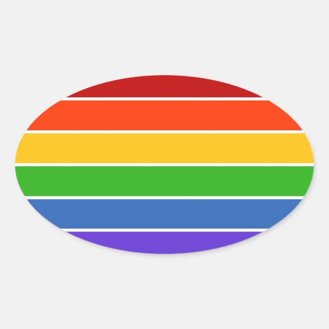Regenbogenstreifen Ovaler Aufkleber (Vorderseite)