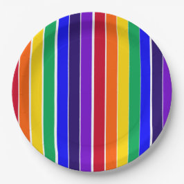 Regenbogenstreifen Pappteller