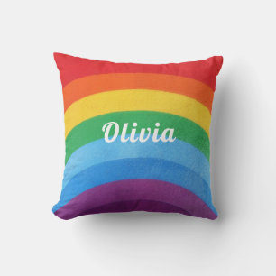Regenbogenstreifen Personalisiert Kissen