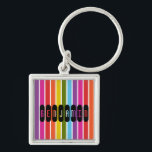Regenbogenstreifen Personalisiert Schlüsselanhänger<br><div class="desc">Helles mehrfarbiges Regenbogen Streifen Muster mit einer Vorlage,  um Ihren Namen oder anderen Text hinzuzufügen.</div>