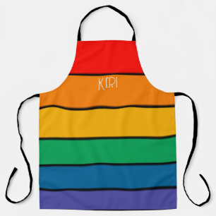 Regenbogenstreifen Pride Flag LGBTQ-Monogramm - Na Schürze