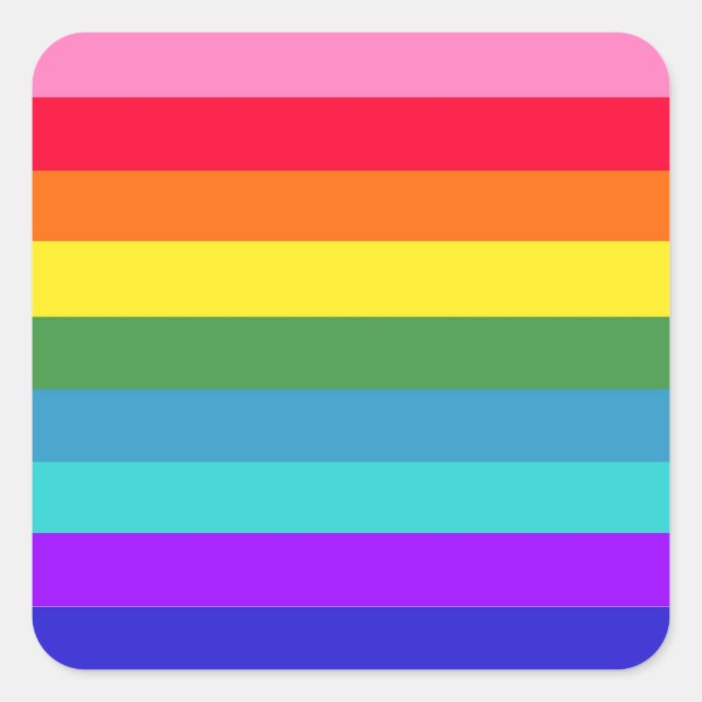 Regenbogenstreifen Quadratischer Aufkleber (Vorderseite)