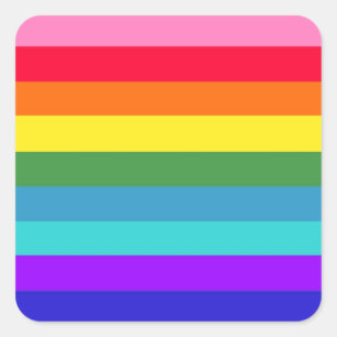 Regenbogenstreifen Quadratischer Aufkleber