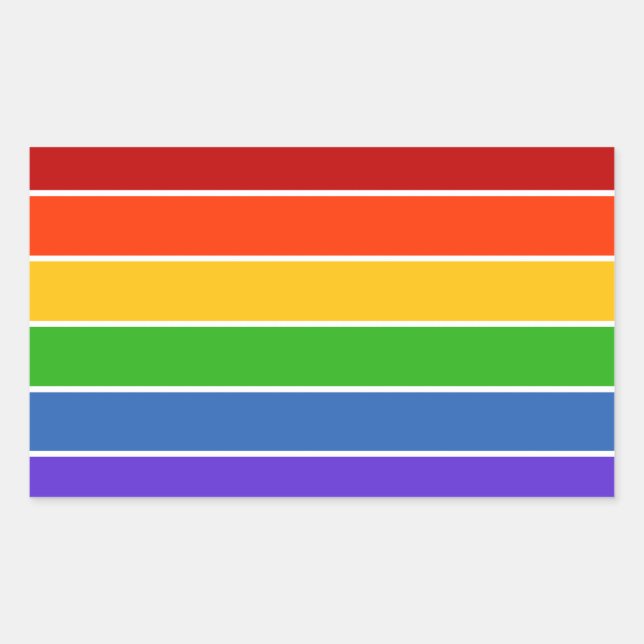 Regenbogenstreifen Rechteckiger Aufkleber (Vorderseite)