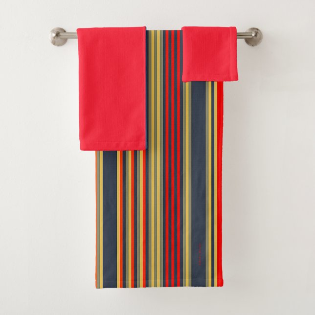 Regenbogenstreifen + Rot Badhandtuch Set (Insitu)