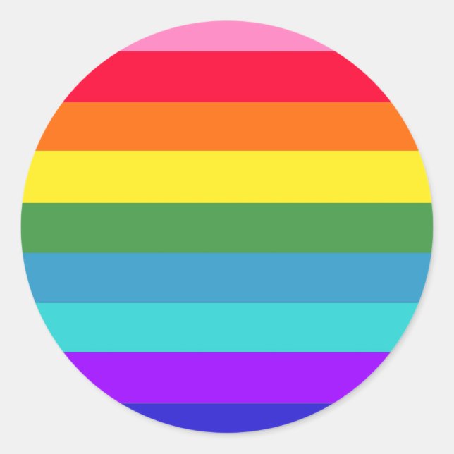 Regenbogenstreifen Runder Aufkleber (Vorderseite)