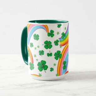 Regenbogenstreifen & Shamrocks Nahtloses Glück Tasse