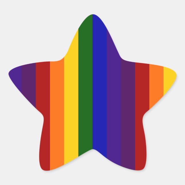 Regenbogenstreifen Stern-Aufkleber (Vorderseite)