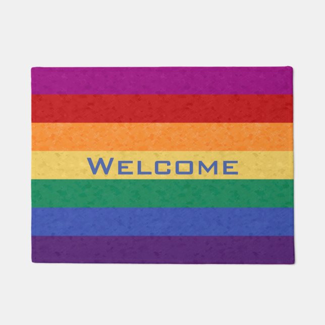 Regenbogenstreifen und Abstraktes Muster Fußmatte (Vorderseite)