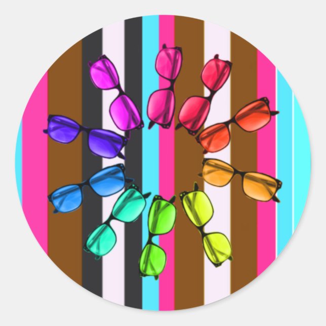Regenbogenstreifen und Augenschutzstreifen Runder Aufkleber (Vorderseite)