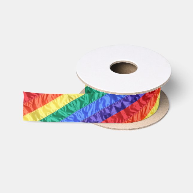 Regenbogenstreifen unter Regenbogenflagge LGBT LGB Satinband (Spule)