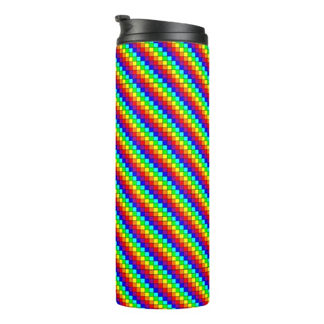 Regenbogenstreifen - Wärmespeicher Thermosbecher (Nach rechts gedreht)