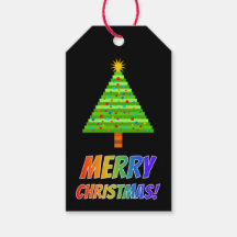 Regenbogentext "MERRY CHRISTMAS!" + Weihnachtsbaum