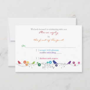 Regenbogenthema Vögel Blumen Hochzeit Antwort Bitt