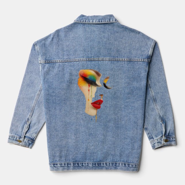 Regenbogentränen Kunst Jeansjacke (Rückseite)