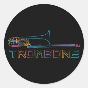 RegenbogenTrombone Runder Aufkleber