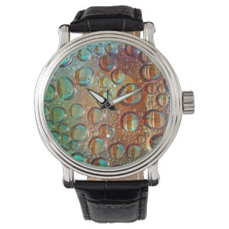 Regenbogentropfen Vintager Lederriemen Armbanduhr