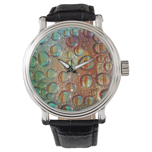 Regenbogentropfen Vintager Lederriemen Armbanduhr (Vorderseite)