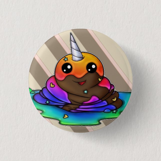 RegenbogenUnicorn kacken Button (Vorderseite)