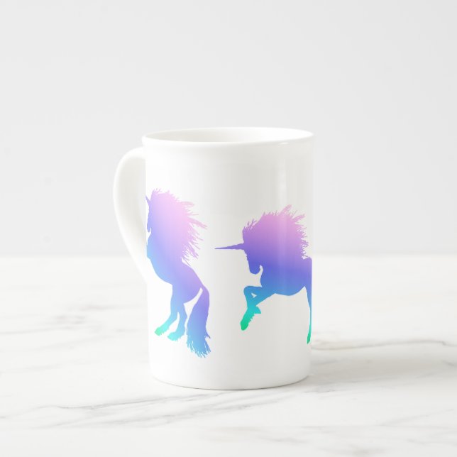 Regenbogenunicorn-Knochen-China-Tasse Prozellantasse (Vorderseite Links)