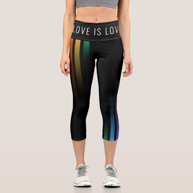 Regenbogenverlauf abstraktes Regenbogenmuster Stol Capri Leggings (Vorderseite)