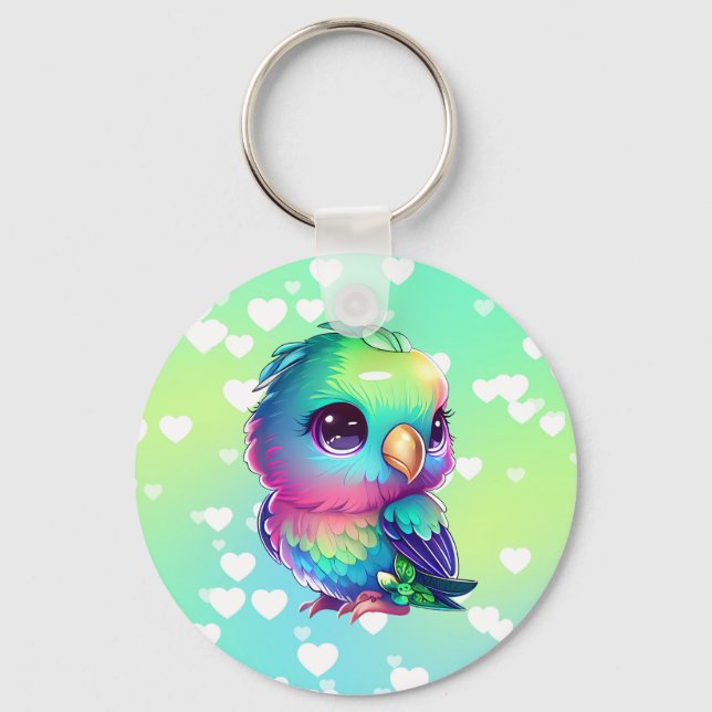 Regenbogenvogel & Herz Schlüsselanhänger (Vorderseite)