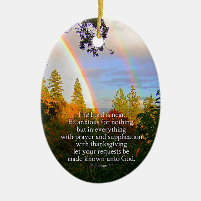 Regenbogenwald Christliche Schrift Bibel Verse Keramik Ornament (Vorne)