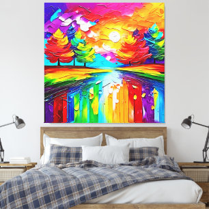 Regenbogenwald-Sonnenuntergangsträume Leinwanddruck