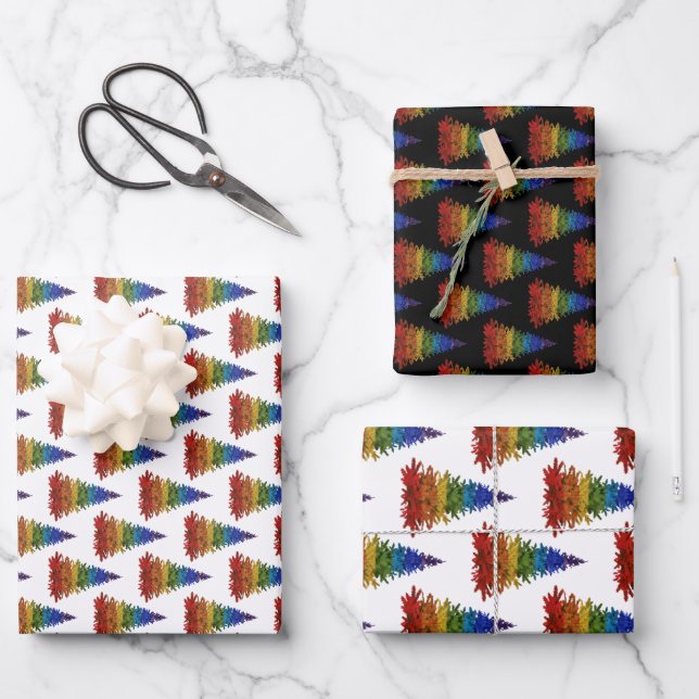 Regenbogenweihnachtsbaum Geschenkpapier Set (Vorderseite)