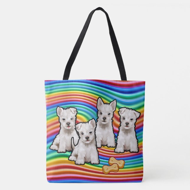 Regenbogenwelpen große Taschen-Tasche Tasche (Vorderseite)