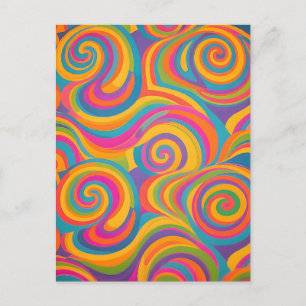Regenbogenwirbel Abstrakte Lebendige Energie Postkarte