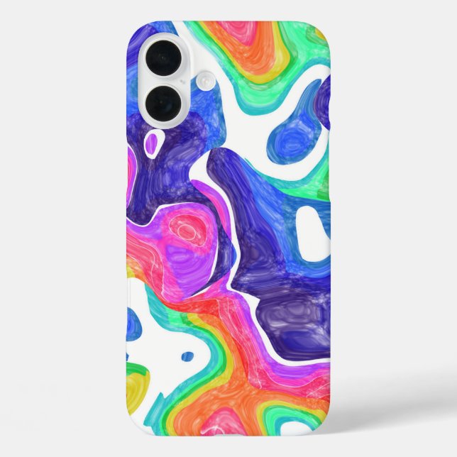 Regenbogenwirbel iPhone 16 Plus Hülle (Rückseite)