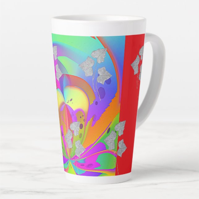 Regenbogenwirbel mit Blättern Milchtasse (Rechte Ecke)