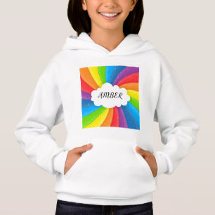 Regenbogenwolke personalisierte Mädchenjunge. Hoodie