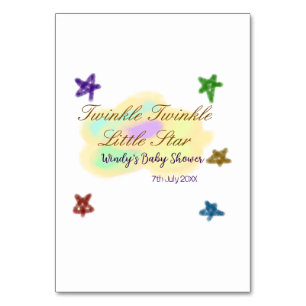 Regenbogenwolken funkeln Twinkle Little Star Baby Tischnummer