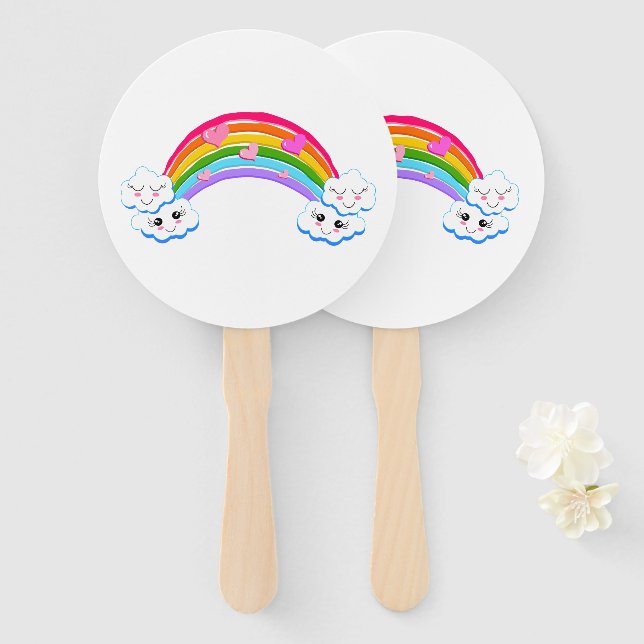 Regenbogenwolken Handfans Fächer (Vorne und Hinten)