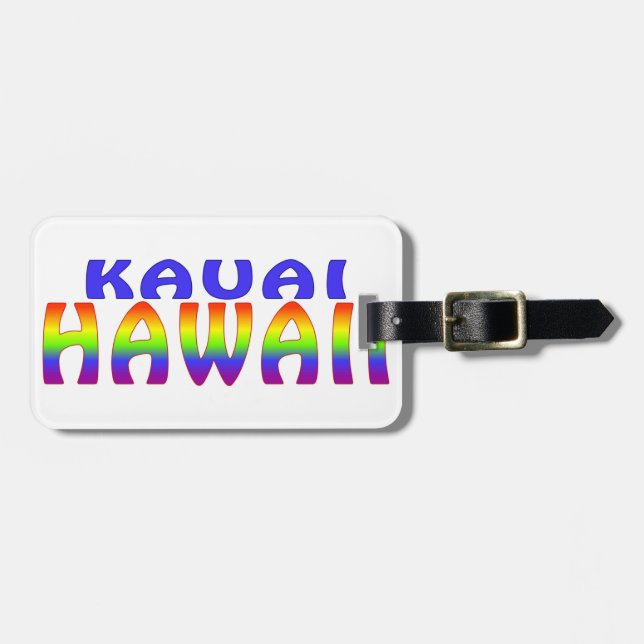 Regenbogenwörter Kauais Hawaii Gepäckanhänger (Vorderseite horizontal)