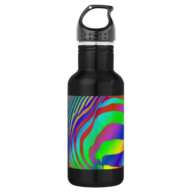 Regenbogenzebra-Druck Edelstahlflasche (Vorderseite)