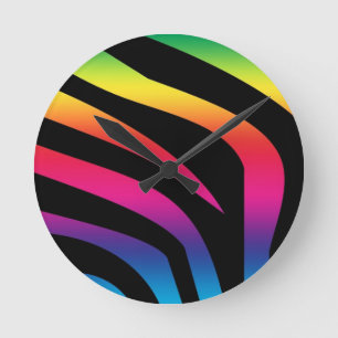 RegenbogenZebra Runde Wanduhr