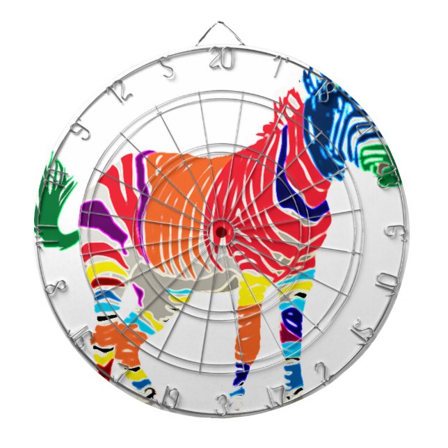 Regenbogenzebra-Tier-mit Monogramm Muster-Party Dartscheibe (vorne)