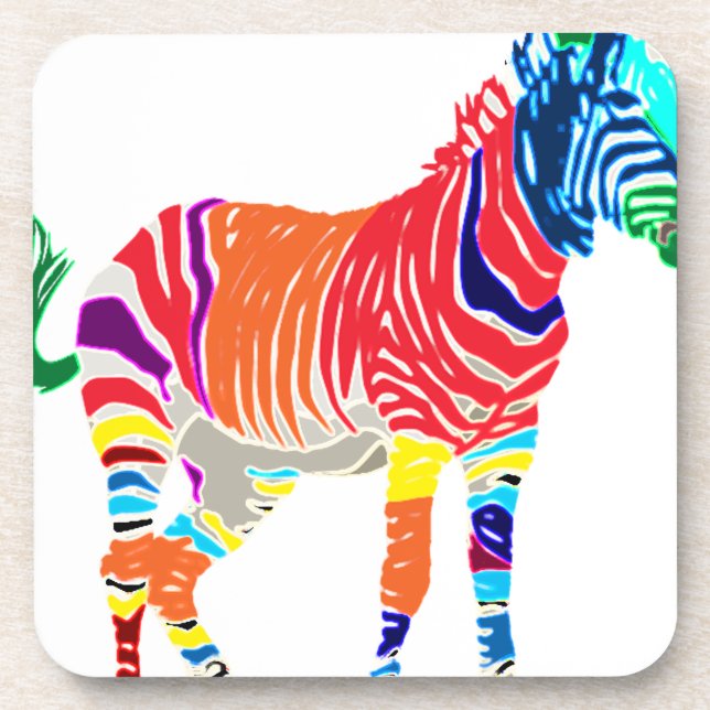 Regenbogenzebra-Tier-mit Monogramm Muster-Party Getränkeuntersetzer (Vorderseite)