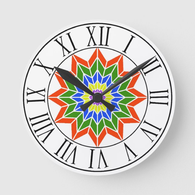 Regenbogenzeit Runde Uhr (Vorderseite)